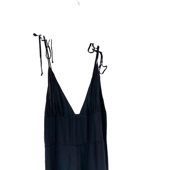 Reformation Black V-Neck Fresca Night Out Wide Straight Leg Jumpsuit Size 4 - Picture 2 of 13